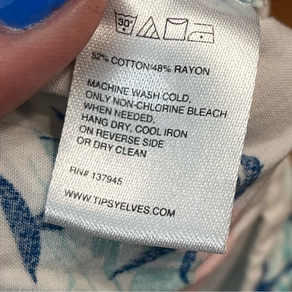 Tipsy Elves white blue pink island palm tree monkey button up size 3XL - Picture 4 of 7